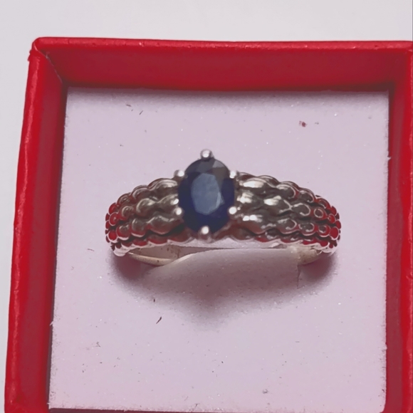 QVC Jewelry - Blue Sapphire Sterling Silver Size 8.5